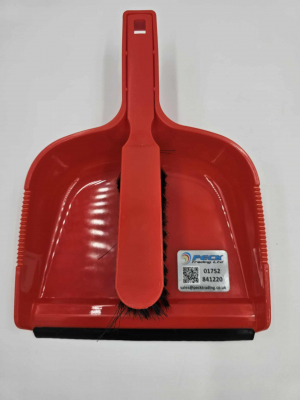DUSTPAN & BRUSH SET - RED (SOFT BRISTLE)